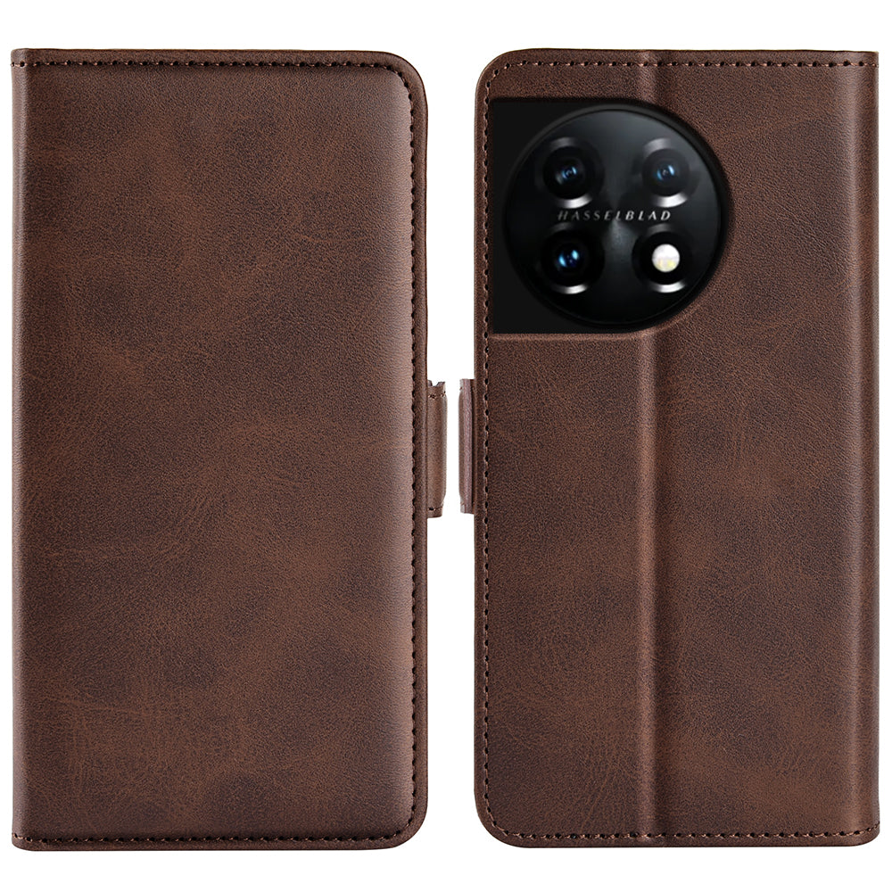 For OnePlus 11 5G Calf Texture PU Leather Phone Case Dual Magnetic Clasp Protective Cover with Stand Wallet For OnePlus 11 5G Calf Texture PU Leather Phone Case Dual Magnetic Clasp Protective Cover with Stand Wallet